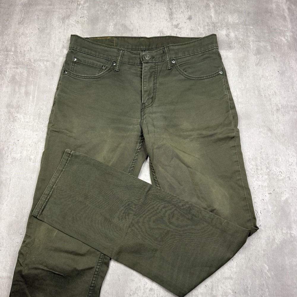 Levis 511 Jeans 32x34 Olive Green Slim Tapered Stretch Denim Pants White Tab